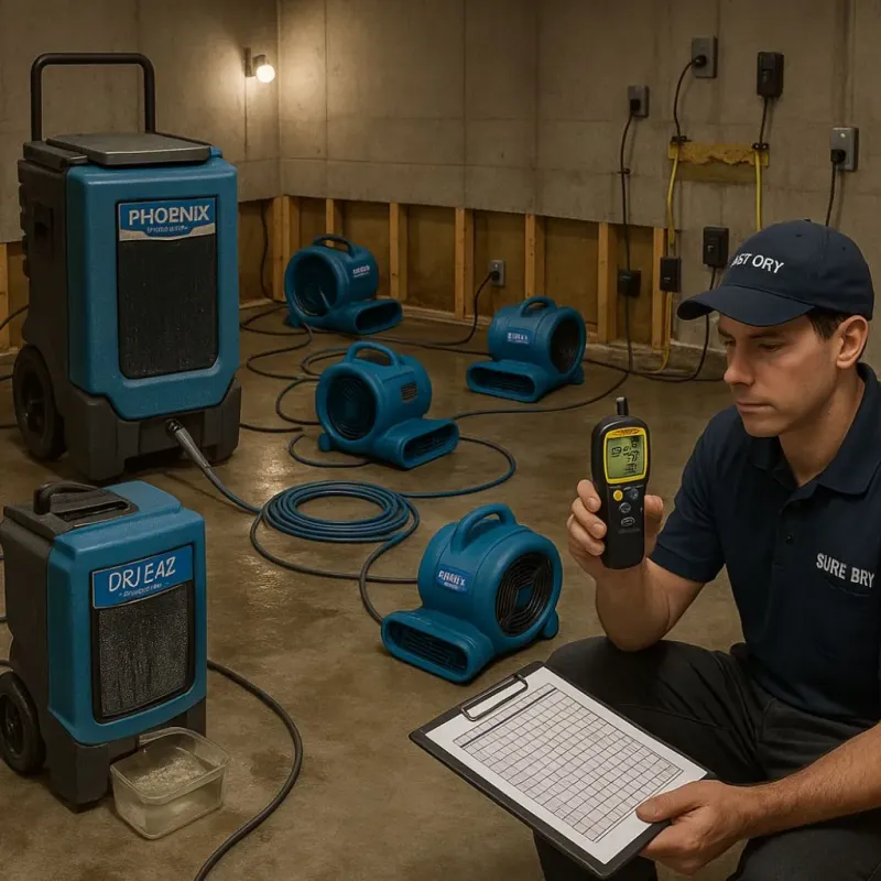 Structural Drying and Dehumidification process in Council Grove, KS